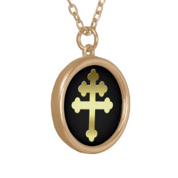 Michelle's Cross Of Loraine French Croix Gold Plated Necklace by eRocksFunnyTshirts at Zazzle