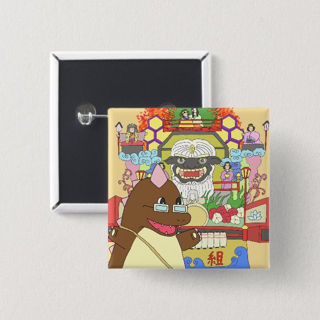 Michi no Eki Kujiyama Tsuchifukan Original Charact Button (Front & Back)