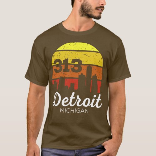 Michigan 313 Area Code Sunset 1 T_Shirt