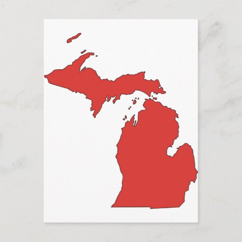 Michigan A RED State Postcard