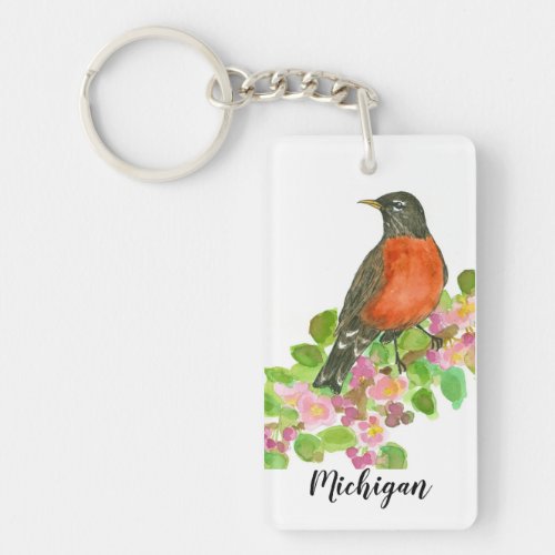 Michigan American Robin State Bird Keychain