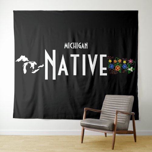 Michigan Anishinaabee Native American Photodrop  Tapestry