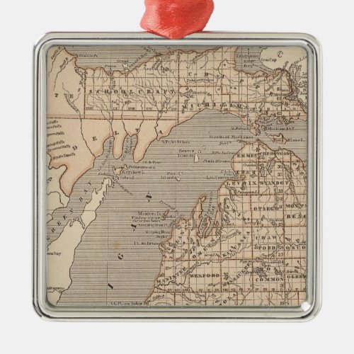 Michigan Atlas Map Metal Ornament