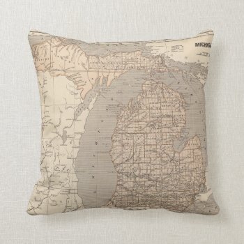 Michigan Atlas Map Throw Pillow by davidrumsey at Zazzle