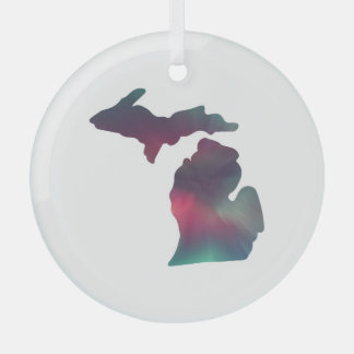Michigan Aurora Christmas Glass Ornament