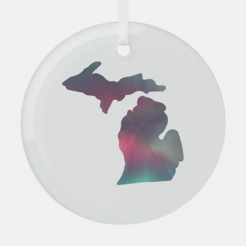 Michigan Aurora Christmas Glass Ornament