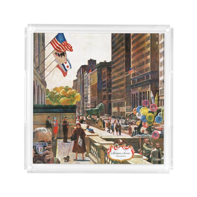 Michigan Avenue, Chicago by John Falter Acrylic Tray (Front)