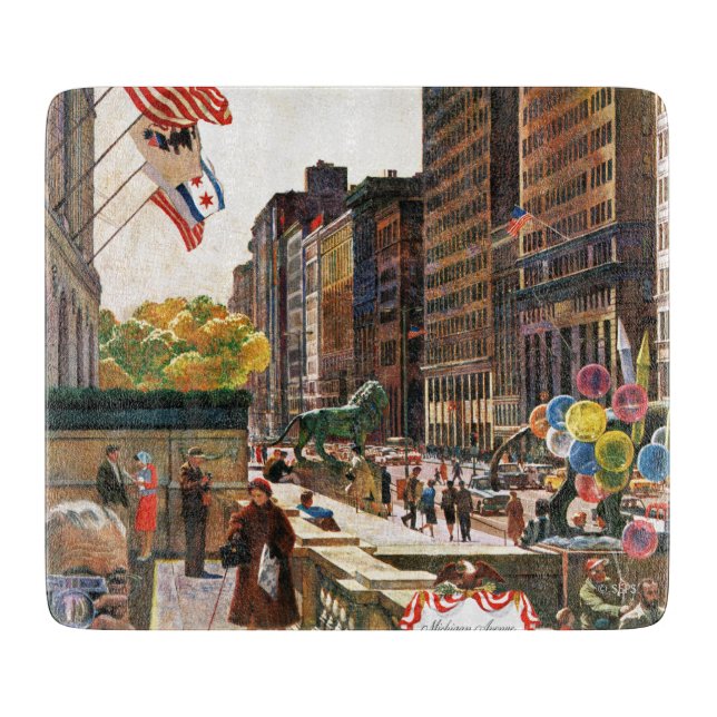 Michigan Avenue, Chicago by John Falter Cutting Board (Front)