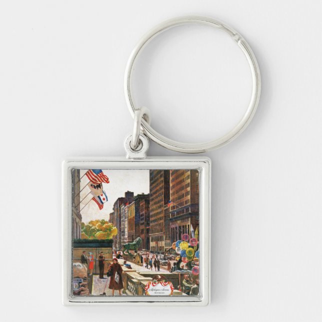 Michigan Avenue, Chicago by John Falter Keychain (Front)