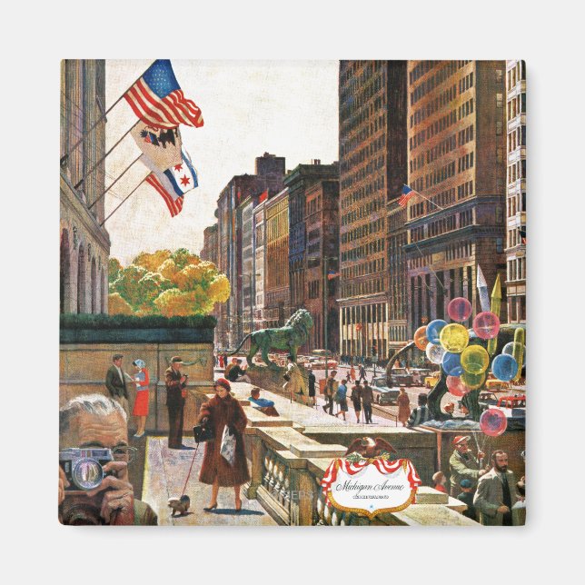 Michigan Avenue, Chicago by John Falter Magnet (Front)