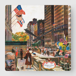 Michigan Avenue, Chicago by John Falter Square Wall Clock