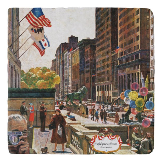 Michigan Avenue, Chicago by John Falter Trivet (Front)
