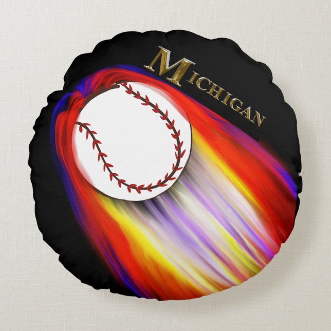 MICHIGAN BASEBALL ROUND PILLOW (Front)