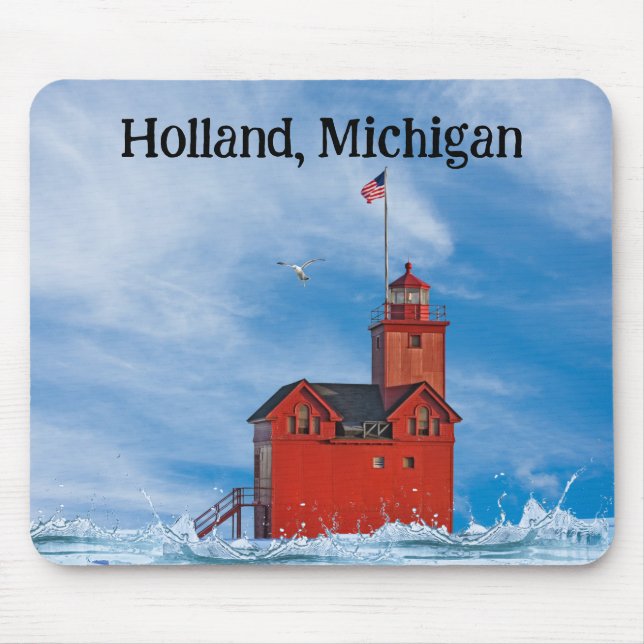 Michigan "Big Red" Lighthouse Mouse Pad (Front)
