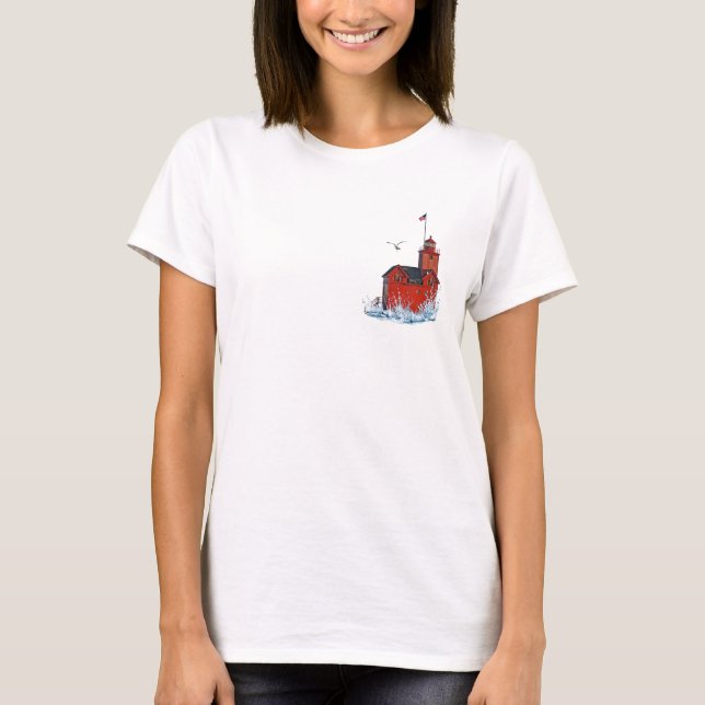 Michigan Big Red Lighthouse T-Shirt (Front)