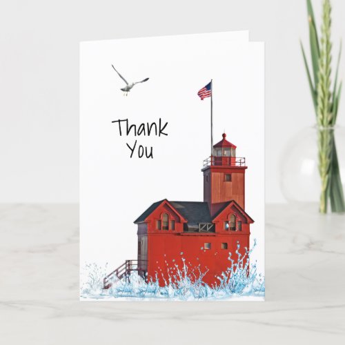 Michigan Big Red Lighthouse Thank You Card