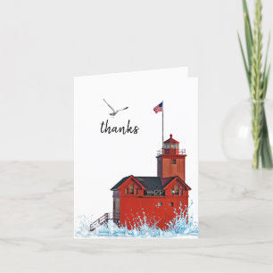 Michigan Big Red Lighthouse Thank You Card