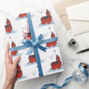 Michigan Big Red Lighthouse Wrapping Paper