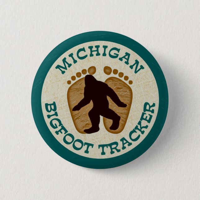 Michigan Bigfoot Tracker Pinback Button (Front)