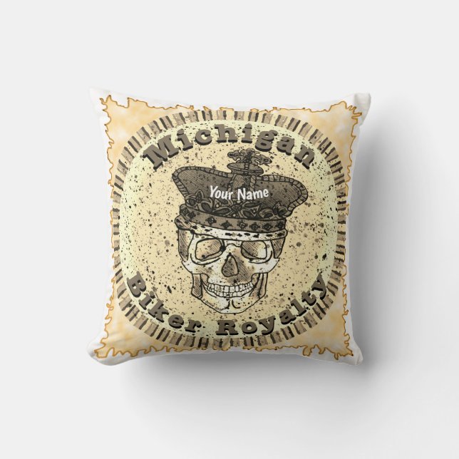Michigan Biker Throw Pillow (Front)
