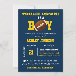 Football Baby Shower Invitation Editable Football Baby Boy -   Israel