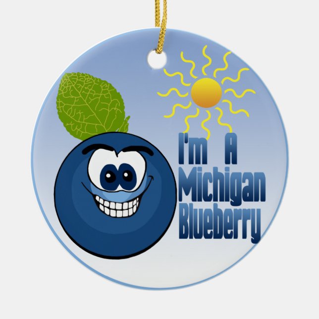 Michigan Blueberry Ceramic Ornament (Front)