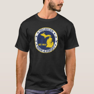 michigan born raised white blue gold T-Shirt