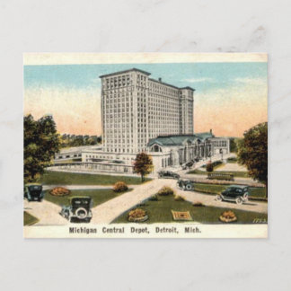 Michigan Central Depot Detroit Michigan Vintage Po Postcard