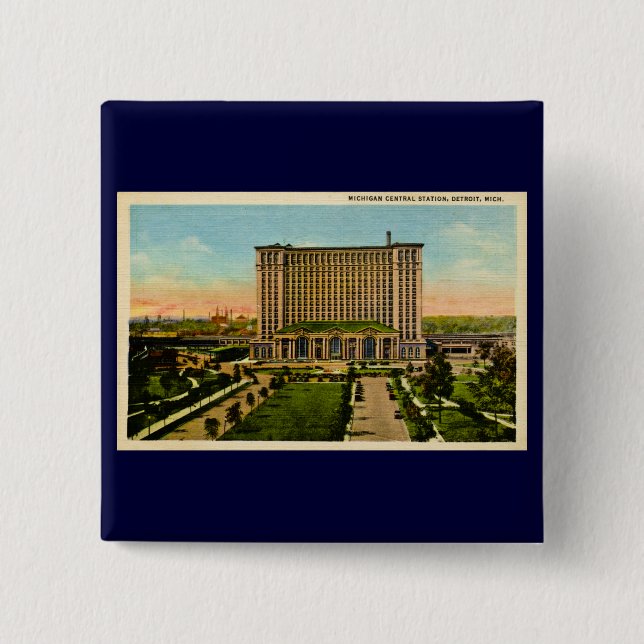 Michigan Central Station Detroit, Michigan Pinback Button (Front)