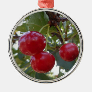 Michigan Cherries Metal Ornament