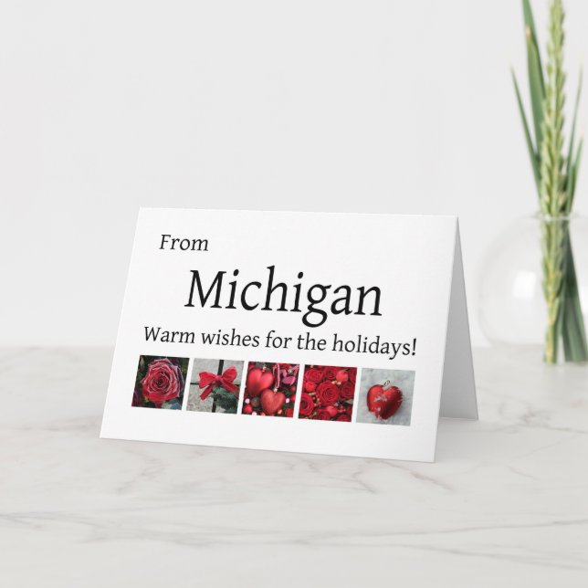 Michigan Christmas Card with ornaments (Front)