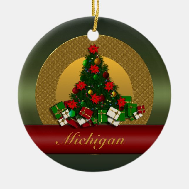 Michigan Christmas Tree Ornament (Front)