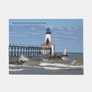 Michigan City East Bkw & Pier Lights door mat