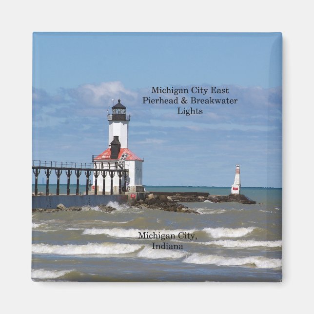 Michigan City East Pier & Bkw Lights magnet (Front)