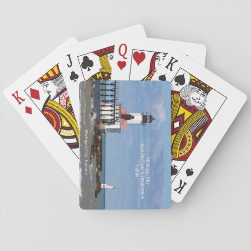 Michigan City East Pier Bkw Lights  playing cards