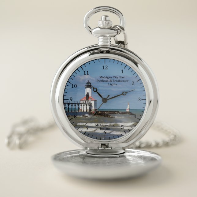 Michigan City East Pierhead & Breakwater Lights Pocket Watch (Inside)