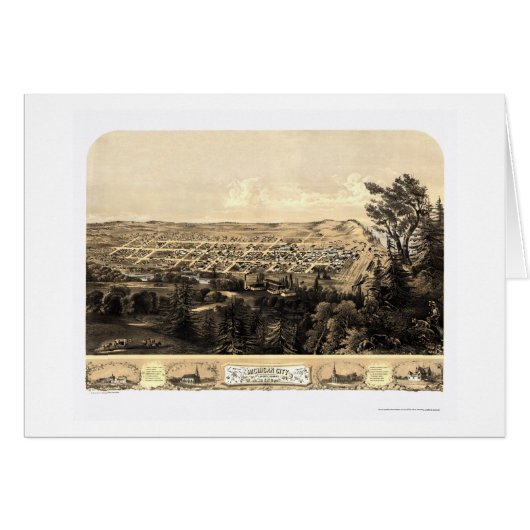 Michigan City, IN Panoramic Map - 1869a Cards (Front Horizontal)
