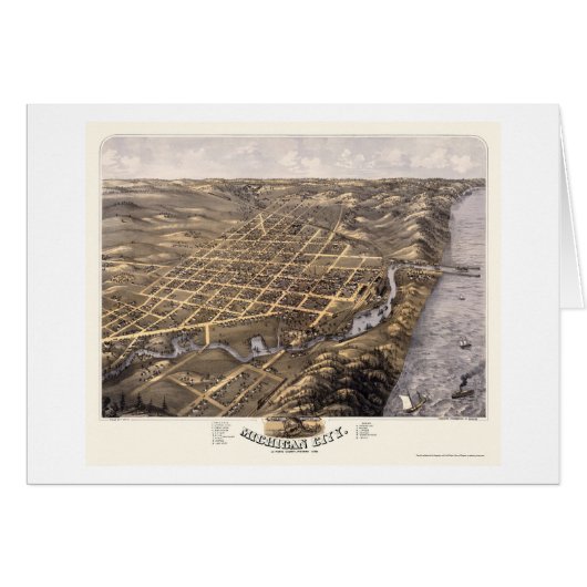 Michigan City, IN Panoramic Map - 1869b Cards (Front Horizontal)