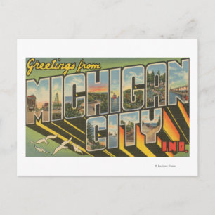 Michigan City, Indiana - Large Letter Scenes Postcard