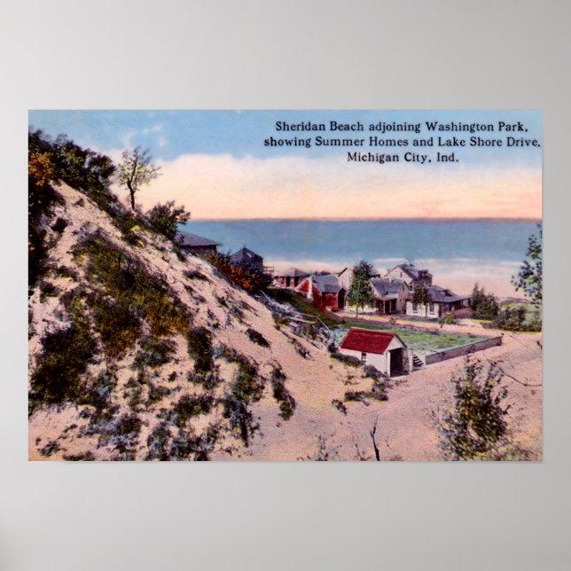 Michigan City Indiana Sheridan Beach, circa 1910 Poster (Front)