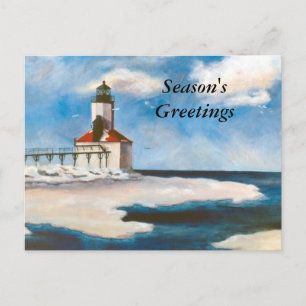 Michigan City Light Season's Greetings Postcard