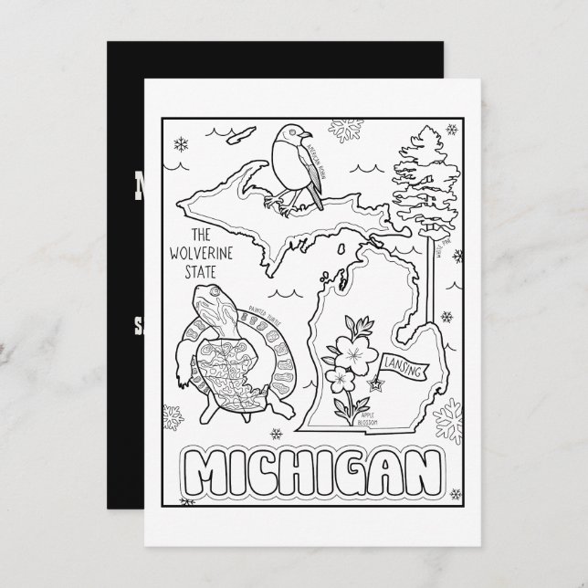 michigan color me collage invitation (Front/Back)