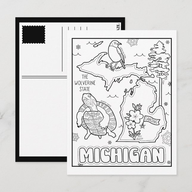 michigan color me collage postcard (Front/Back)
