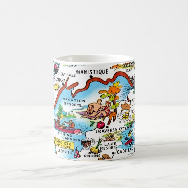 Michigan Colorful Map Coffee Mug (Center)