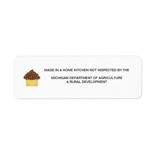 Michigan Cottage Food Law Statement Only Label