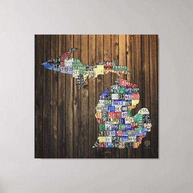 Michigan Counties License Plate Map Canvas 2014 Print (Front)