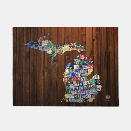 Michigan Counties Vintage License Plate Map Doormat