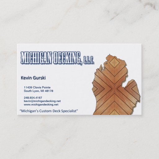 Customizable Michigan Decking Business Card