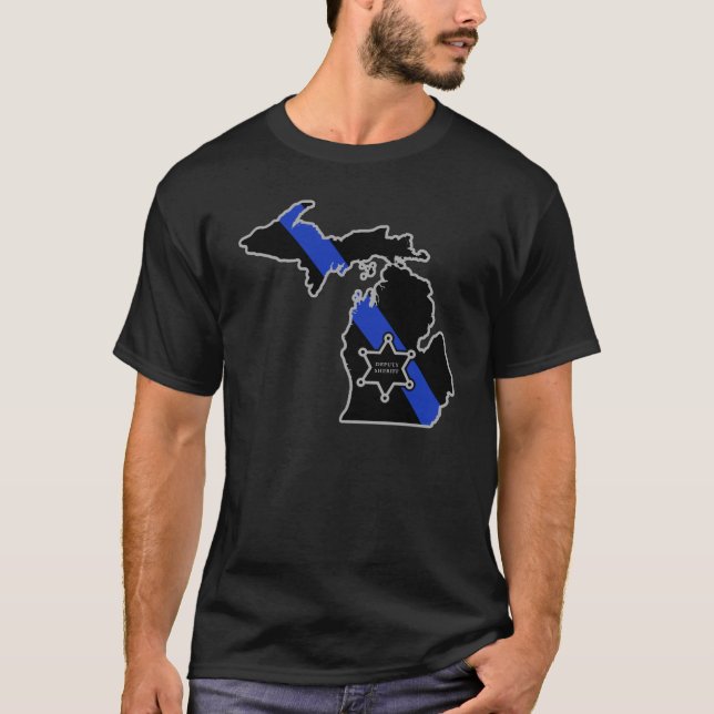 Michigan Deputy Sheriff T Shirt Thin Blue Line (Front)