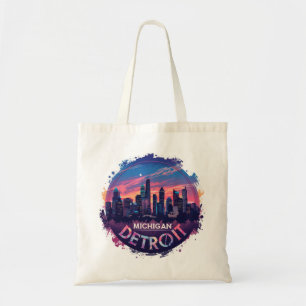 MICHIGAN DETROIT Skyline Custom Wedding favor Tote Bag